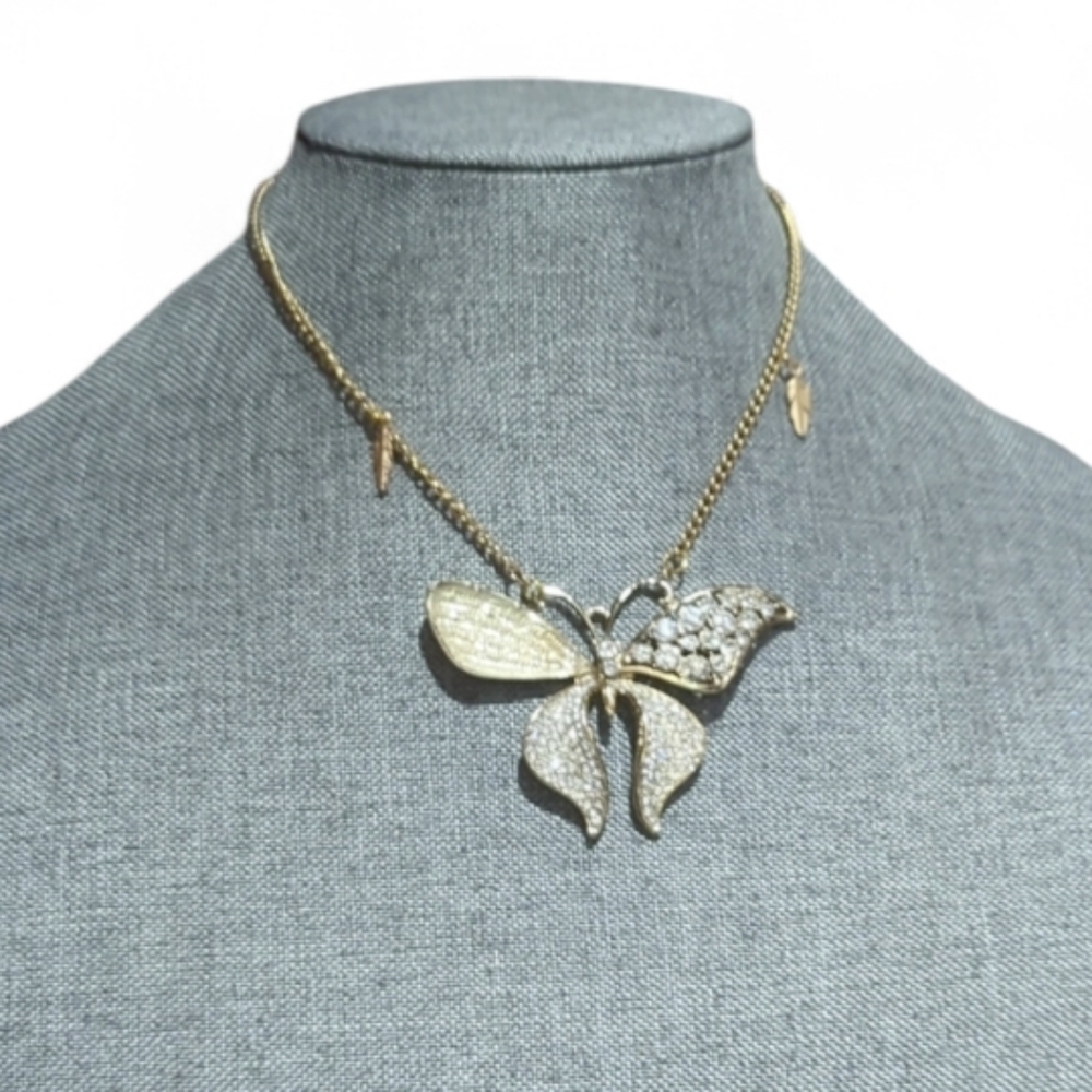 ✨ Upcycled Gold Butterfly Pendant Necklace ✨